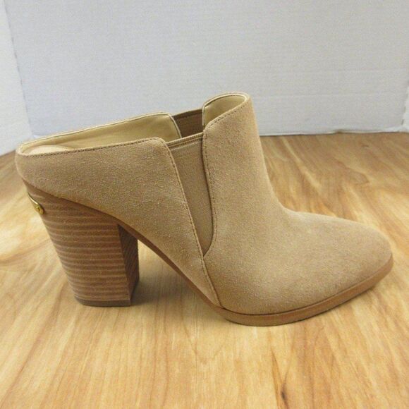 MICHAEL KORS Braden Closed Toe Mule Clog Shoes Womens Size 8.5 Cashew Suede NEW - Picture 2 of 12